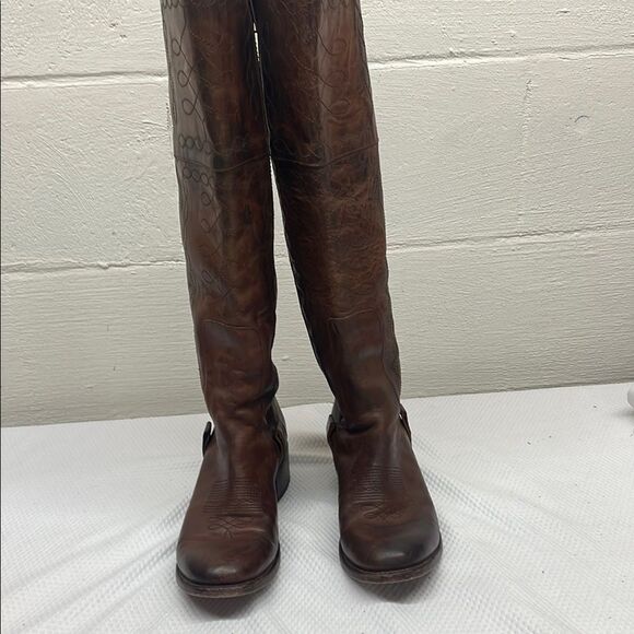 Free Bird by Steven Wrang Vintage Look Brown Leather Knee-High Boots Size 10 - Picture 8 of 11